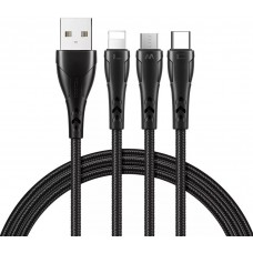 Кабель McDodo Mamba Series 3 in 1 Lightning + Micro USB + Type-C Cable 1.2m CA-6960 Чорний