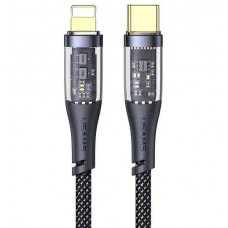 Кабель USAMS SJ573 Type-C To Lightning PD 20W Transparent Data Cable Icy Series 1.2M Чорний