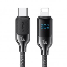 Кабель USAMS SJ741 Type-C To Lightning 30W Digital Display Zinc Alloy Fast Charging Data Cable - HX Series 1.2m Сірий