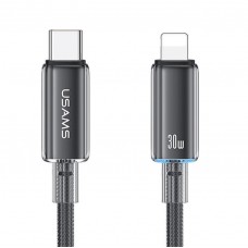 Кабель USAMS US-SJ659 Type-C To Lightning PD Fast Charging Transparent Data Cable With Light-Cloud Series 1.2M Чорний