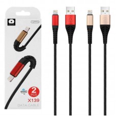 Кабель WUW X139 Lightning Чорний 2psc Gold / Червоний