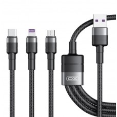 Кабель 3-в-1 XO NB-Q191 ( Lightning / Micro / Type-C ) 1.2M Чорний