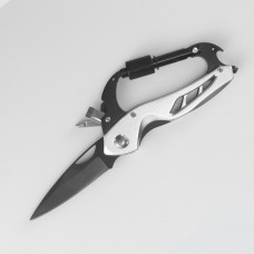 Мультитул туристичний карабін 6 у 1 Чорний Сріблястий Мультитул туристичний карабін 6 у 1 Чорний Сріблястий