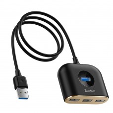 USB-хаб Baseus Square round 4 in 1 USB HUB Adapter(USB3.0 TO USB3.0*1+USB2.0*3) 1m Чорний (CAHUB-AY01 USB-хаб Baseus Square round 4 in 1 USB HUB Adapter(USB3.0 TO USB3.0*1+USB2.0*3) 1m Чорний (CAHUB-AY01