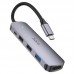USB-хаб Hoco HB27 Type-C multi-function converter(HDTV+USB3.0+USB2.0*2+PD) Темно-сірий