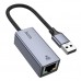 USB-хаб Hoco UA37 USB ethernet adapter(1000 Mbps) Сірий