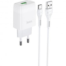 Адаптер сетевой HOCO Type-C cable Glorious charger set C72Q |1USB, QC3.0/FCP/AFC, 3A, 18W|