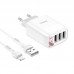 Адаптер Сетевой HOCO Lightning cable Easy charge digital display charger set C93A |3USB, 3.4A|