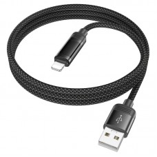 Кабель HOCO USB to Lightning Lantern charging data cable U126 1.2m с цветным индикатором черный