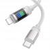 Кабель с цветным индикатором процесса зарядки HOCO U126 Lantern USB-C to Lightning PD charging data cable 1.2m 27W grey