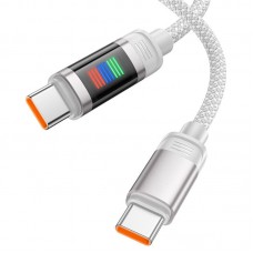 Кабель HOCO U126 Lantern Type-C to Type-C charging data cable 1.2m 100W 5A светло серый
