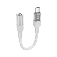 Переходник HOCO Spirit transparent digital audio converter Type-C to 3.5 mm LS37 кабелем 15cm свет серый