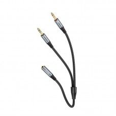 Кабель HOCO 2-in-1 3.5 headset audio adapter cable UPA21 (female to 2male) |0.25M|