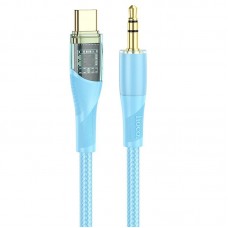 Кабель HOCO UPA25 3.5mm to Type-C Transparent Discovery Edition Digital audio conversion cable 1 метр голубой