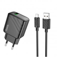 Адаптер сетевой HOCO Micro USB cable Rich single port charger CS21A |1USB, 18W/3A, QC|