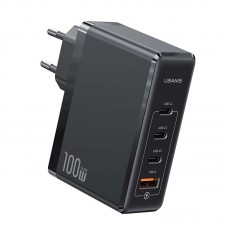 Адаптер сетевой USAMS T50 100W 4 Ports GaN Fast Charger US-CC163 |1USB/3Type-C, 100W/5A, PD/Q|