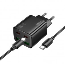 Адаптер сетевой HOCO Type-C to Type-C Cable Fundador four-port charger set N55 |2USB/2Type-C, 20W/3A, PD/QC|