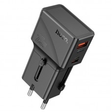 Адаптер сетевой HOCO universal travel charger AC24 Mini |1USB/1Type-C, 20W/3A, PD/QC|