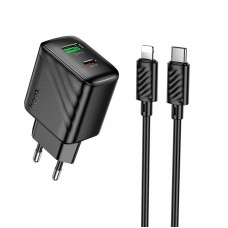 Адаптер сетевой HOCO Type-C to Lightning Cable Rico charger set CS25A |1USB/1Type-C, 20W/3A|