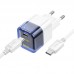 Адаптер сетевой HOCO Type-C to Type-C Cable Transparent tribute single-port C125A |1Type-C, PD/QC, 20W/3A|