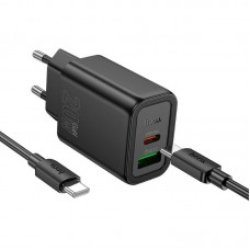Адаптер сетевой HOCO Gentle charger N61 (Type-C to Type-C set) |1USB/1Type-C, 20W/3A, PD/QC|