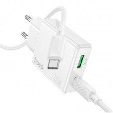 Адаптер сетевой HOCO Direct charger C142A (Type-C to Type-C set) |1USB/1Type-C, 20W/3A, PD/QC|
