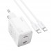 Адаптер сетевой Hoco Elogiado dual-port charger N42 (Type-C to Type-C Set) |2Type-C, 45W/3A, PD/QC|