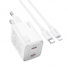 Адаптер сетевой Hoco Elogiado dual-port charger N42 (Type-C to Lightning Set) |2Type-C, 45W/3A, PD/QC|