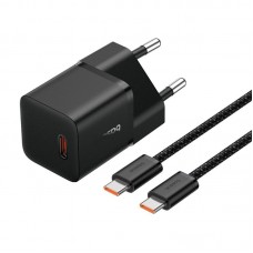 Адаптер сетевой Baseus GaN5 Fast Charger (mini) |1Type-C, 20W/3A, PD/QC| (With C to C 100W 1m cable)