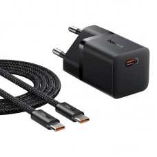 Адаптер сетевой Baseus GaN5 Fast Charger (mini) |1Type-C, 25W/3A, PD/QC| (With C to C 100W 1m cable)