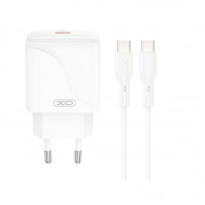 Зарядное устройство - набор блок и кабель XO L141 Type-C to Type-C Cable Single USB-C Fast Charger 20W белый