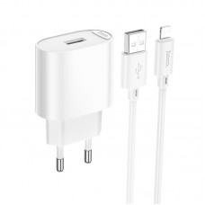 Адаптер сетевой HOCO Lightning Cable Fighter single port charger set C109A |1USB, 2.1A/10.5W|