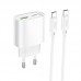 Адаптер сетевой HOCO Type-C to Type-C Fighter charger set C109A |1Type-C/1USB, 3A/20W, PD/QC|
