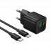 Адаптер сетевой HOCO C to C cable Ingenious PD charger set N65 |1USB/1Type-C, 20W/3A, PD/QC|