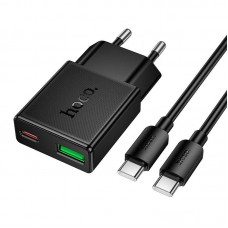 Адаптер сетевой HOCO C to C cable Speed PD ultra-thin charger set N73 |1Type-C/1USB, 20W/3A, PD/QC|