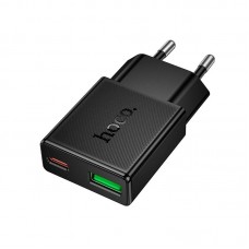 Блок питания - сетевой адаптер HOCO N73 Speed PD ultra-thin charger 2 порта 1Type-C + 1USB 20W черный Блок питания - сетевой адаптер HOCO N73 Speed PD ultra-thin charger 2 порта 1Type-C + 1USB 20W черный