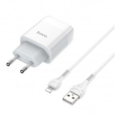 Мережевий зарядний пристрій з кабелем HOCO C73A Glorious dual port charger set (iP)(EU) білий Мережевий зарядний пристрій з кабелем HOCO C73A Glorious dual port charger set (iP)(EU) білий