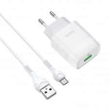Сетевое зарядное устройство с кабелем HOCO C72Q QC3.0 Glorious single port charger set (+ Type-C) 18W белый