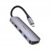 USB-хаб HOCO HB27 Type-C multi-function converter(HDTV+USB3. 0+USB2. 0*2+PD) сірий