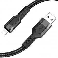 Кабель HOCO U110 USB to iP 2. 4A, 1. 2m, nylon, aluminum connectors, чорний