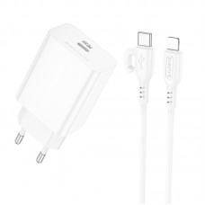 Мережевий зарядний пристрій з кабелем BOROFONE BA21A Pro Long journey single port PD20W charger set(C to iP) білий Мережевий зарядний пристрій з кабелем BOROFONE BA21A Pro Long journey single port PD20W charger set(C to iP) білий