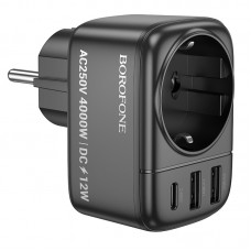 Мережевий фільтр BOROFONE BAC14 Wide 1-socket wall outlet (1C2A) (EU/GER) чорний