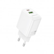 Мережевий зарядний пристрій BOROFONE BN27 Fuente PD20W+QC3. 0 charger (EU) білий