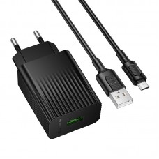 Мережевий зарядний пристрій з кабелем BOROFONE BAS72A Source single port QC3. 0 charger set(Micro) чорний Мережевий зарядний пристрій з кабелем BOROFONE BAS72A Source single port QC3. 0 charger set(Micro) чорний