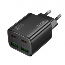Мережевий зарядний пристрій HOCO N56 Fundador four-port PD30W(2C2A) charger(EU) чорний
