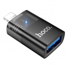 Перехідник HOCO UA36 iP male to USB female OTG transparent adapter чорний