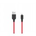 Кабель HOCO X21 USB to Lightning 2A 1m silicone + TPE черный+ красный