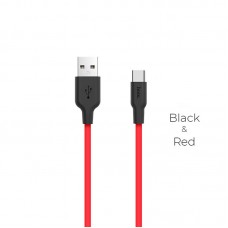 Кабель HOCO X21 USB to Type-C 2A, 1m, silicone, TPE connectors,  чорний+Червоний
