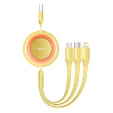 Кабель Baseus Bright Mirror 2 Series Retractable 3-in-1 Fast Charging  Data Cable USB to M+L+C 3. 5A 1. 1m жовтий