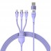 Кабель Baseus Flash Series Ⅱ Two-for-three Charging Cable U+C to M+L+C 100W 1. 2m Purple